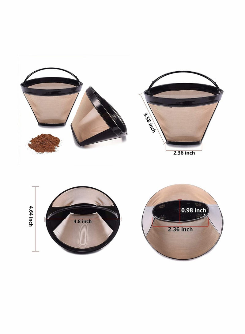 SYOSI فلتر قهوة دائم وقابل لإعادة الاستخدام من نوع مخروط 4 قطعة سلة شبكة من الفولاذ المقاوم للصدأ جديدة - Image 5