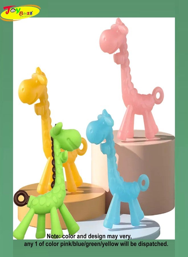 Joy Buzz Giraffe Shaped Teether for Babies 6+ Months - BPA Free Silicone Teething Toys for Infants | Safe and Soft Chewable Toy | Freezer and Dishwasher Safe | Ideal Gift for Baby Girls & Boys (Yellow) - Image 2