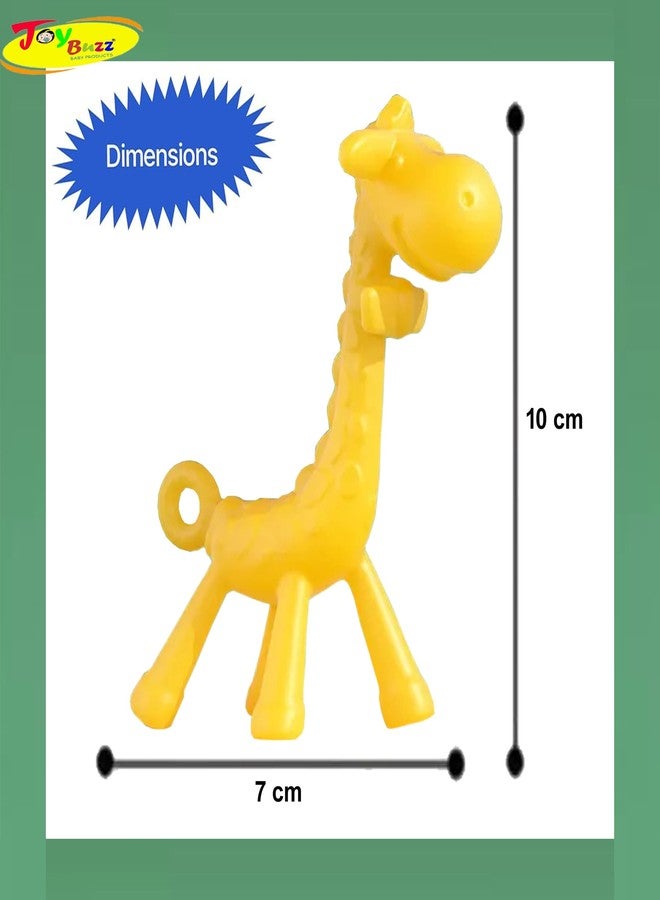 Joy Buzz Giraffe Shaped Teether for Babies 6+ Months - BPA Free Silicone Teething Toys for Infants | Safe and Soft Chewable Toy | Freezer and Dishwasher Safe | Ideal Gift for Baby Girls & Boys (Yellow) - Image 3