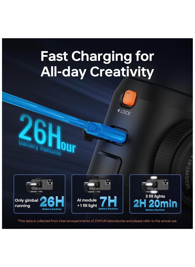 Zhiyun Zhiyun Smooth 5S AI Pro 3-Axis Smartphone Gimbal (Black) - Professional Stabilizer with AI Tracking for Vloggers & Filmmakers  - Image 5