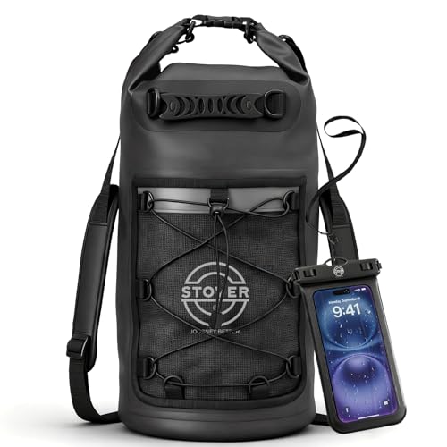 STOVER 51025304055L Waterproof Dry Backpack Phone Case Large Floating Dry Bag for Kayaking Travel Hiking Fishing Camping Motorcycles Beach HeavyDuty Roll Top MenWomen Black - Image 1
