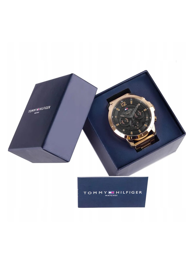TOMMY HILFIGER Tommy Hilfiger Men's Analog Quartz Watch with Stainless Steel Strap 1710511, Black, bracelet - Image 5