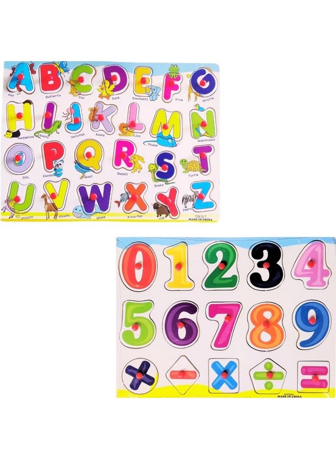 PLUSPOINT ABC + 123 Wooden Educational Toddlers Puzzles, Wooden Alphabet Number Shape Puzzles Toddler Learning Puzzle Toys for Kids Boys & Girls, 2 in 1 Puzzle for Toddlers (ABC+123 Puzzle) - Image 1