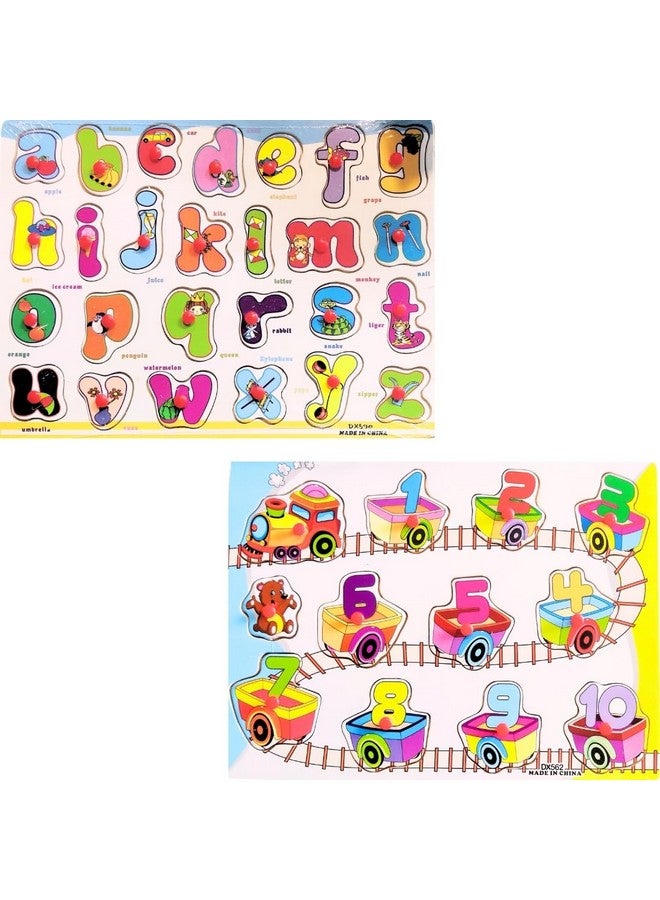 PLUSPOINT ABC + 123 Wooden Educational Toddlers Puzzles, Wooden Alphabet Number Shape Puzzles Toddler Learning Puzzle Toys for Kids Boys & Girls, 2 in 1 Puzzle for Toddlers (ABC+123 Puzzle) - Image 2