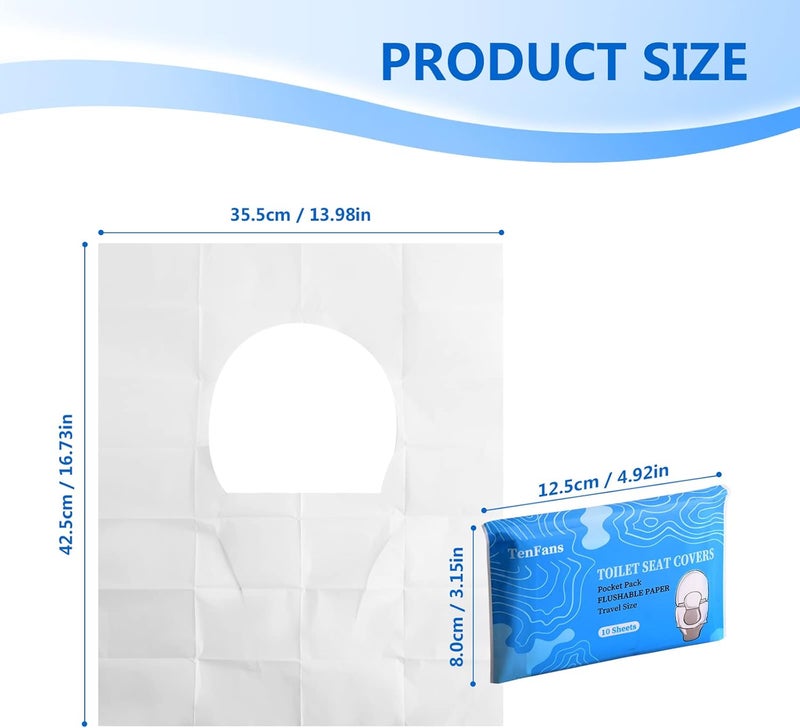 TenFans Toilet Seat Covers (60 pack), XL Flushable and Biodegradable Paper Cover Disposable for Adult and Kids’ Potty Training, Great for Airplane, Travel Seats, Public Restroom and Camping - Image 3