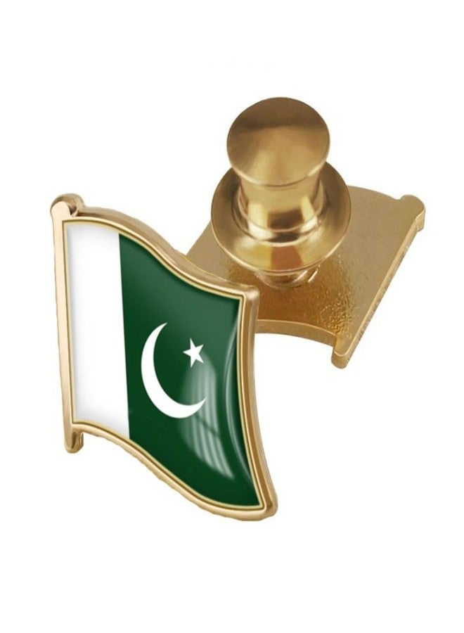 Vmcoatdu Pakistan Flag Locking Pin Keeper - International Travel Brooch Metal Alloy Souvenir Badge - 0.75x0.7 Inch Small (Pakistan) - Image 1