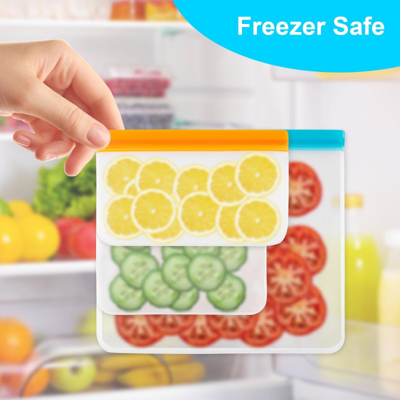 VUEKYN 12 Pack Reusable Freezer Bags Dishwasher Safe, Leakproof Food Storage Bags, Silicone Bags for Food Storage Home Organization (4 Reusable Snack Bags 4 Sandwich Bags 4 Gallon Freezer Bags) - Image 5