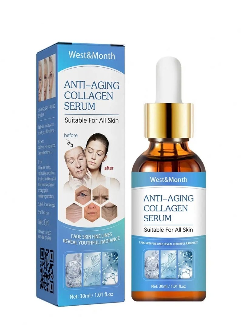 West&Month Anti Aging Collagen Serum Collagen Anti Aging Serum Anti wrinkle Firming Fine Lines Fade Fine Lines Essence Boost Skin Collagen Essence Anti Aging Firming Face Serum 30ml  - Image 1