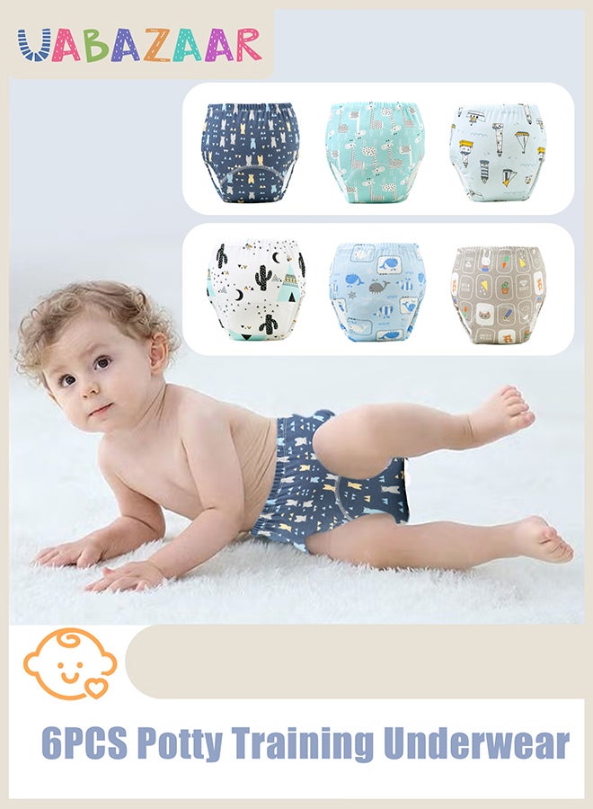 URbazaar 6PCS Baby Potty Training Pants, Breathable Potty Training Underwear, Toddler Training Underwear for 0-3 Years Boy and Girls Strong Absorbent Cotton Training Pants  - Image 1