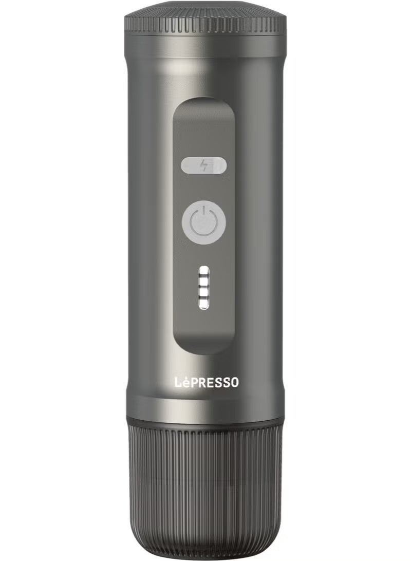 ليبرسو ماكينة صنع الإسبريسو المحمولة 2 في 1 مع توافق الكبسولات والمسحوق / ضغط 20 بار / بطارية مدمجة / وظيفة التسخين / تحضير سريع / حجم صغير - رمادى - Image 1