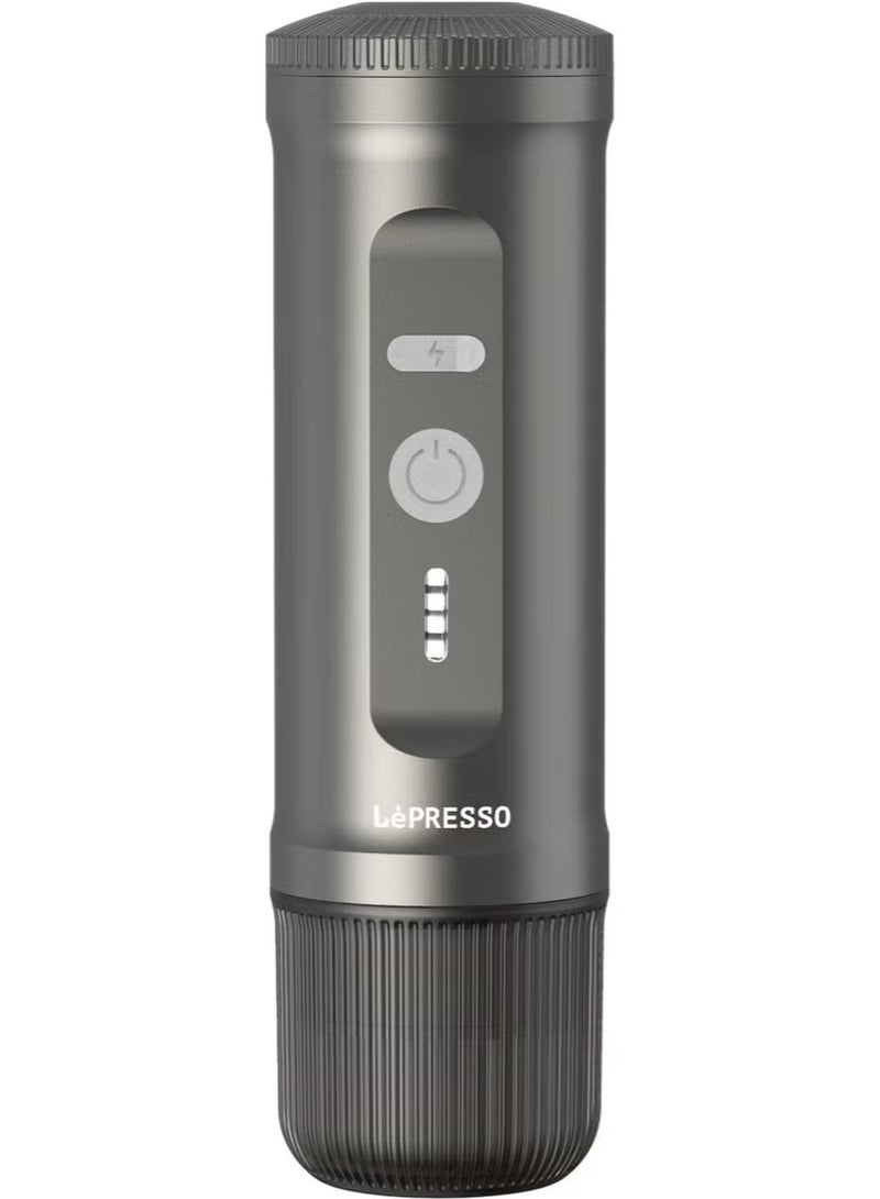 ليبرسو ماكينة صنع الإسبريسو المحمولة 2 في 1 مع توافق الكبسولات والمسحوق / ضغط 20 بار / بطارية مدمجة / وظيفة التسخين / تحضير سريع / حجم صغير - رمادى - Image 1