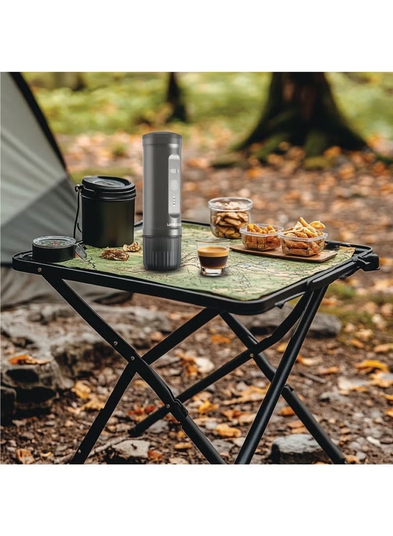 LePRESSO Portable 2-in-1 Espresso Maker with Capsule & Powder Compatibility / 20-Bar Pressure / Built-in Battery / Heating Function / Quick Brewing / Compact Size - Grey - Image 4