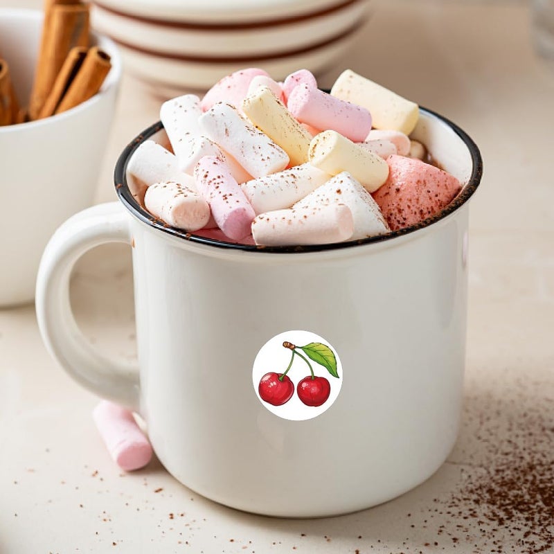 CREATCABIN 128Pcs Cherry Stickers Fruit Plastic Decal SelfAdhesive Waterproof Sticker Small Red Round Dot Bulk Cartoon Stickers for Art Craft Students Planner Classroom Water Bottle 25x25cm - Image 5