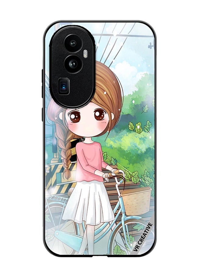 VR CREATIVE Protective Case Cover For Oppo Reno 10 Pro Plus Girl With Cycle Design Multicolour - Image 1