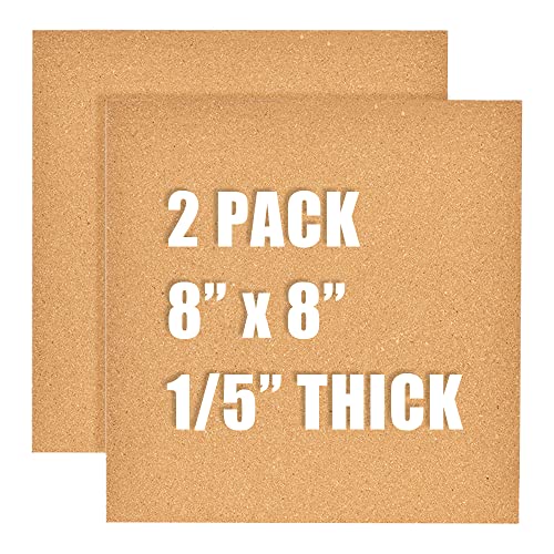 Aitakatta 8x8 inches Mini Cork Board Tiles Bulletin Board, 1/5" Thick Small Square Cork Boards for Walls, Self-Adhesive Cork Tiles for Home, Office, School, Bulletin Board Decorations(5mm,2pc) - Image 1