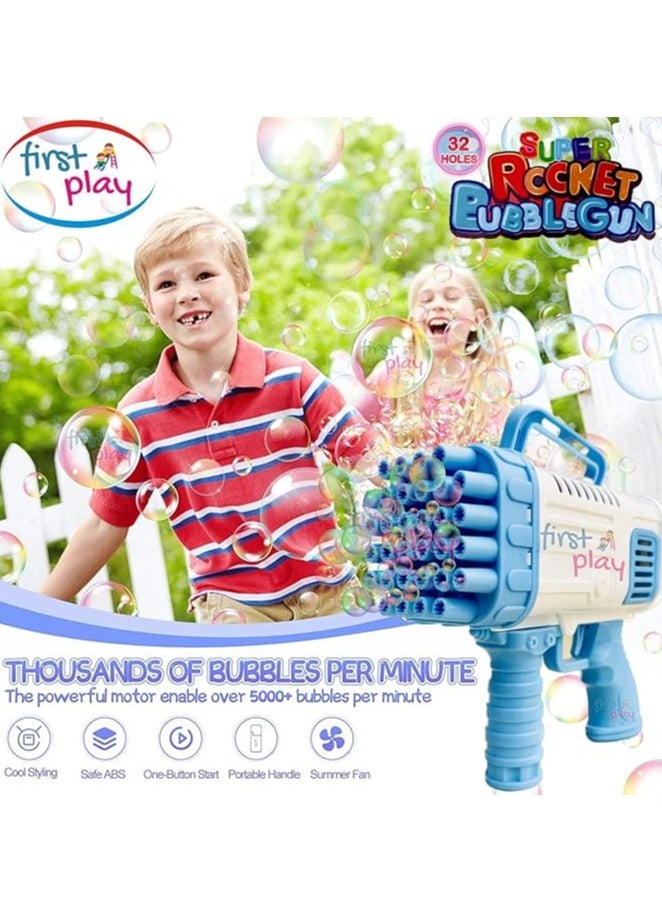 32-Hole Large Electric Bubbles Gun For Toddlers Toys,Gatling Bubble Machine Outdoor & Indoor Toys For Boys And Girls I Bubble Gun For Kids (32 Hole Blue)  - Image 3