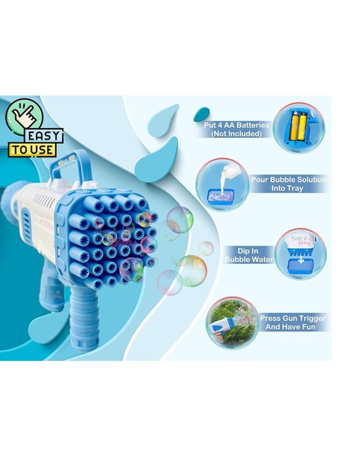 32-Hole Large Electric Bubbles Gun For Toddlers Toys,Gatling Bubble Machine Outdoor & Indoor Toys For Boys And Girls I Bubble Gun For Kids (32 Hole Blue)  - Image 4