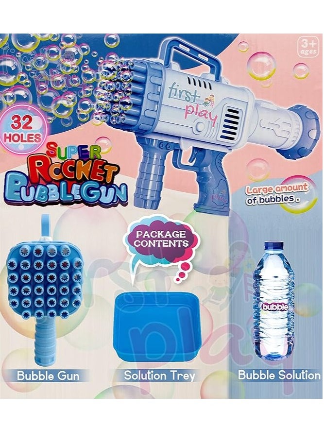 32-Hole Large Electric Bubbles Gun For Toddlers Toys,Gatling Bubble Machine Outdoor & Indoor Toys For Boys And Girls I Bubble Gun For Kids (32 Hole Blue)  - Image 5