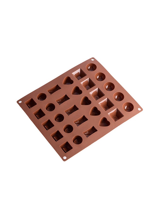 Food Grade Silicone 30 Grids Baking Nonstick Mould Brown 28x2x24cm - Image 1