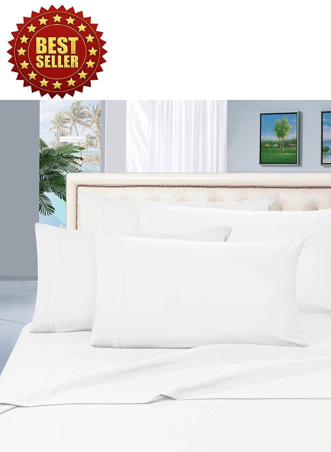 CELINE LINEN Wrinkle and Fade Resistant 1800 Premier Luxurious 5-Piece Bed Sheet Set, Deep Pocket up to 16 inch, Split King, White - Image 3