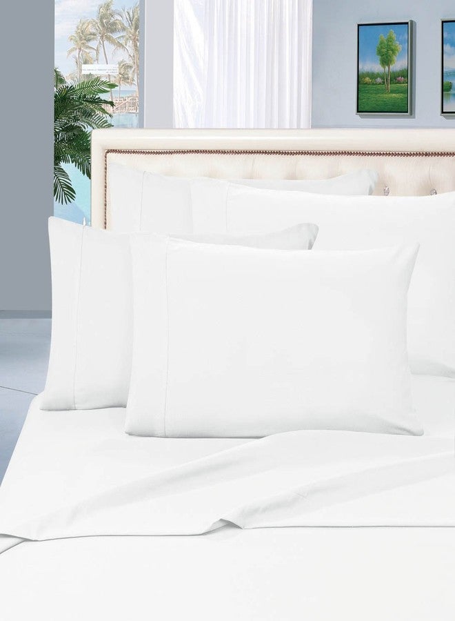 CELINE LINEN Wrinkle and Fade Resistant 1800 Premier Luxurious 5-Piece Bed Sheet Set, Deep Pocket up to 16 inch, Split King, White - Image 2