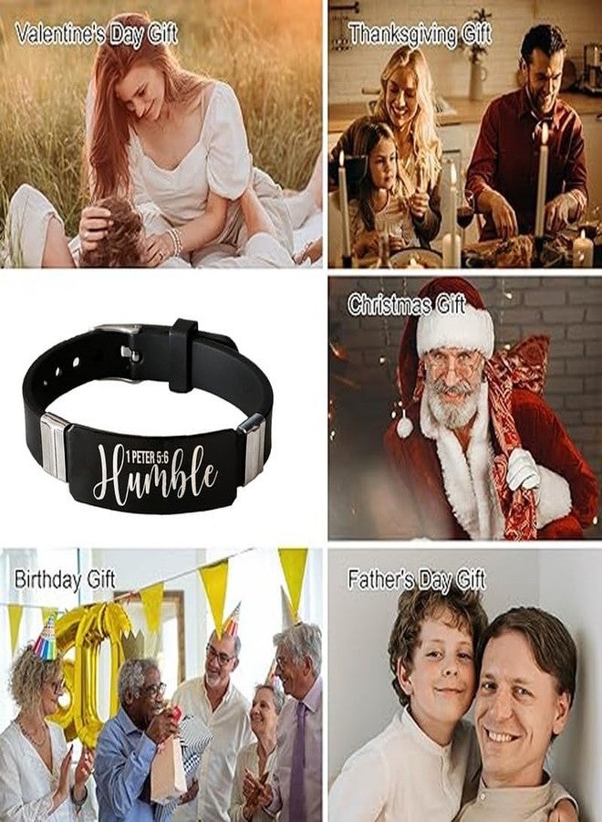 M Men Style Bible Verse Silicone Stainless Steel Bracelet - Adjustable Religious Jewelry Christian Cross Bracelet For Men Women - Image 5