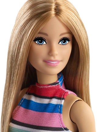 Doll with Colorful Striped Bodysuit and Jeans Skirt, Many Pairs of Shoes, Handbags and Fashion Accessories, Toy for Children 3+ Years, FVJ42 - view 4