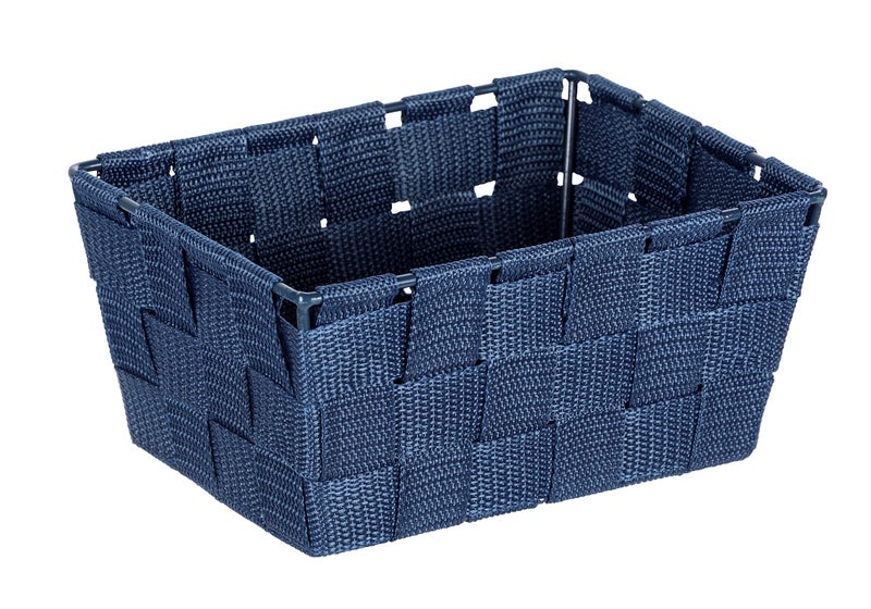 Wenko WENKO Adria Mini Dark Blue Storage Basket Rectangular Plastic Wicker Polypropylene 19 x 9 x 14 cm Dark Blue
