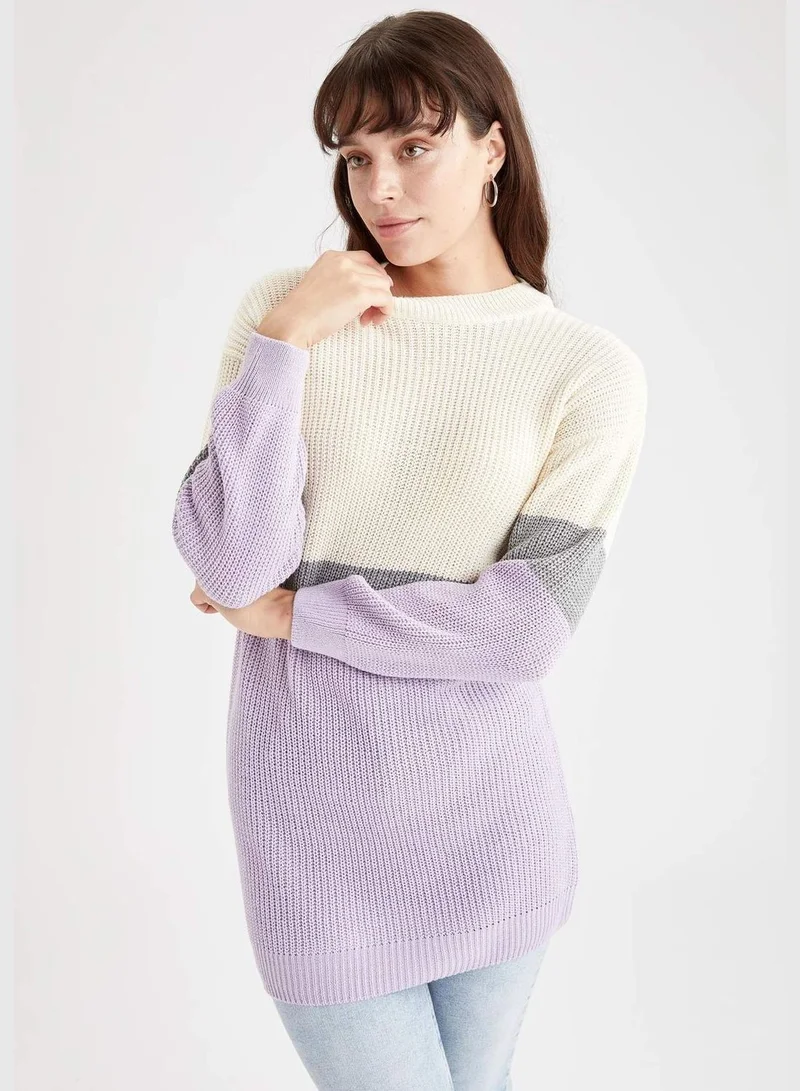 ديفاكتو Multi Coloured Long Sleeve Crow Neck Sweater