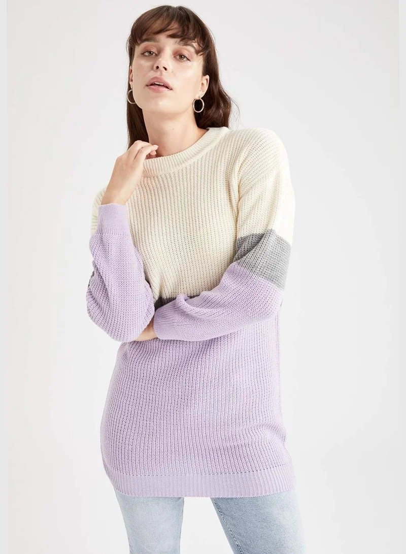 ديفاكتو Multi Coloured Long Sleeve Crow Neck Sweater