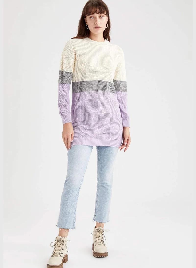 ديفاكتو Multi Coloured Long Sleeve Crow Neck Sweater