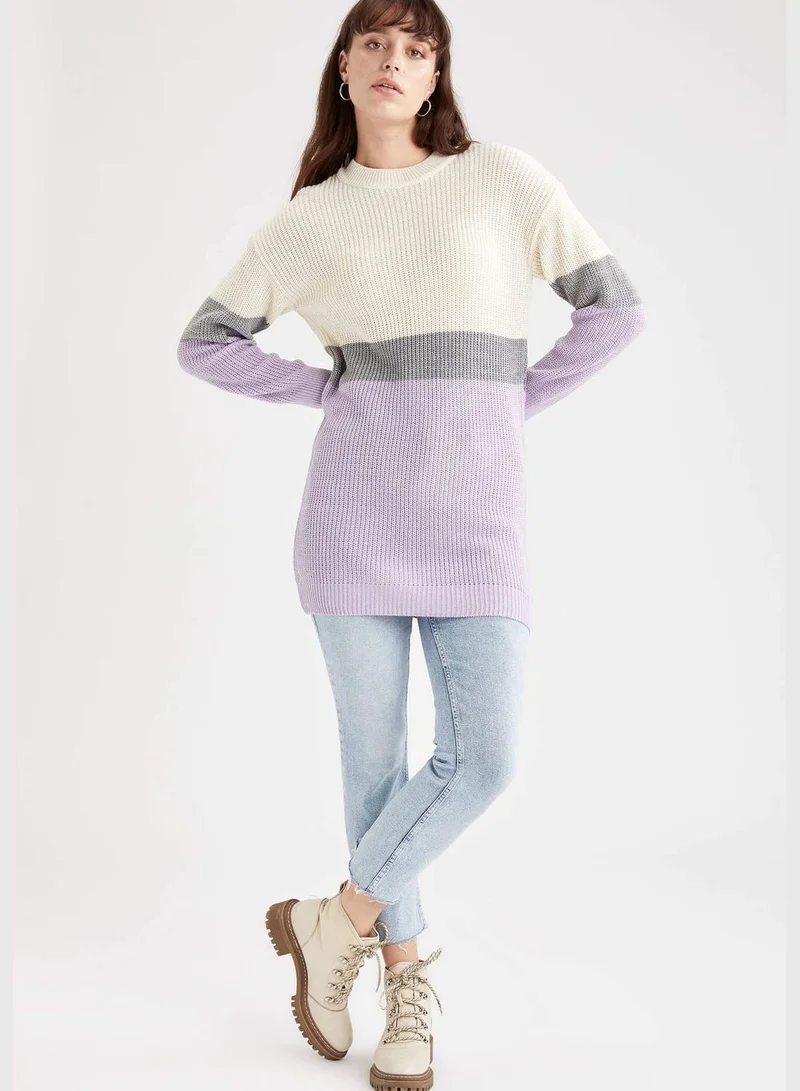 ديفاكتو Multi Coloured Long Sleeve Crow Neck Sweater