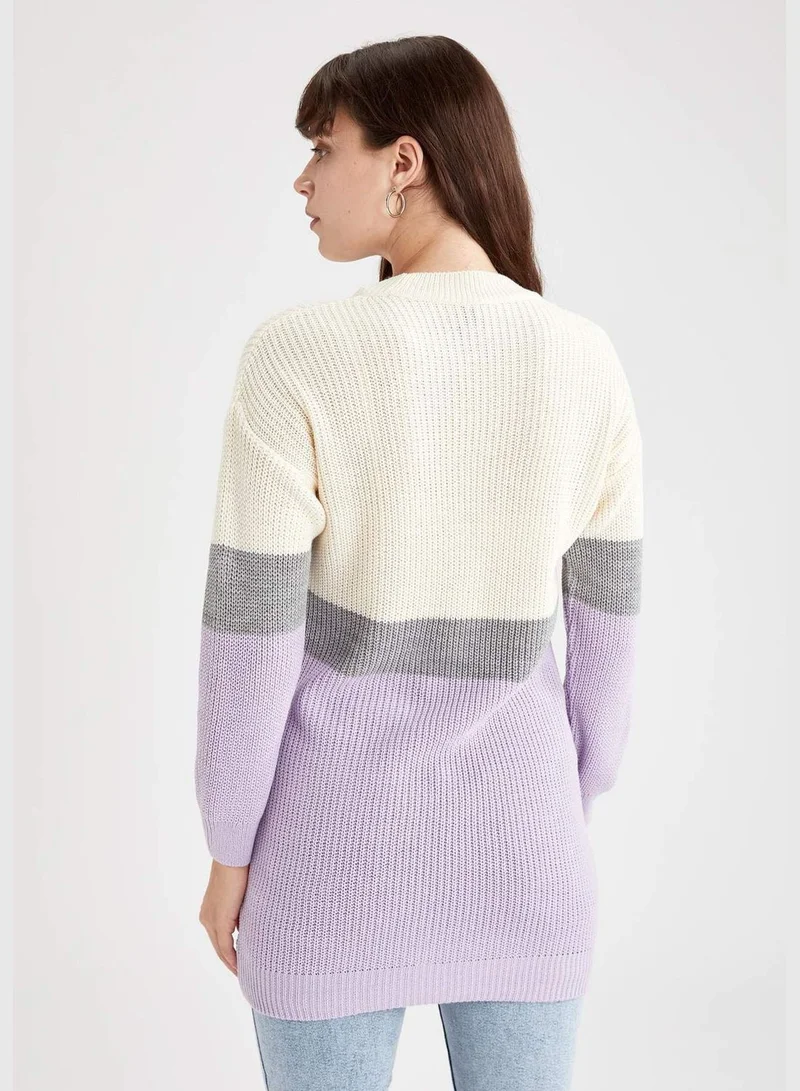ديفاكتو Multi Coloured Long Sleeve Crow Neck Sweater