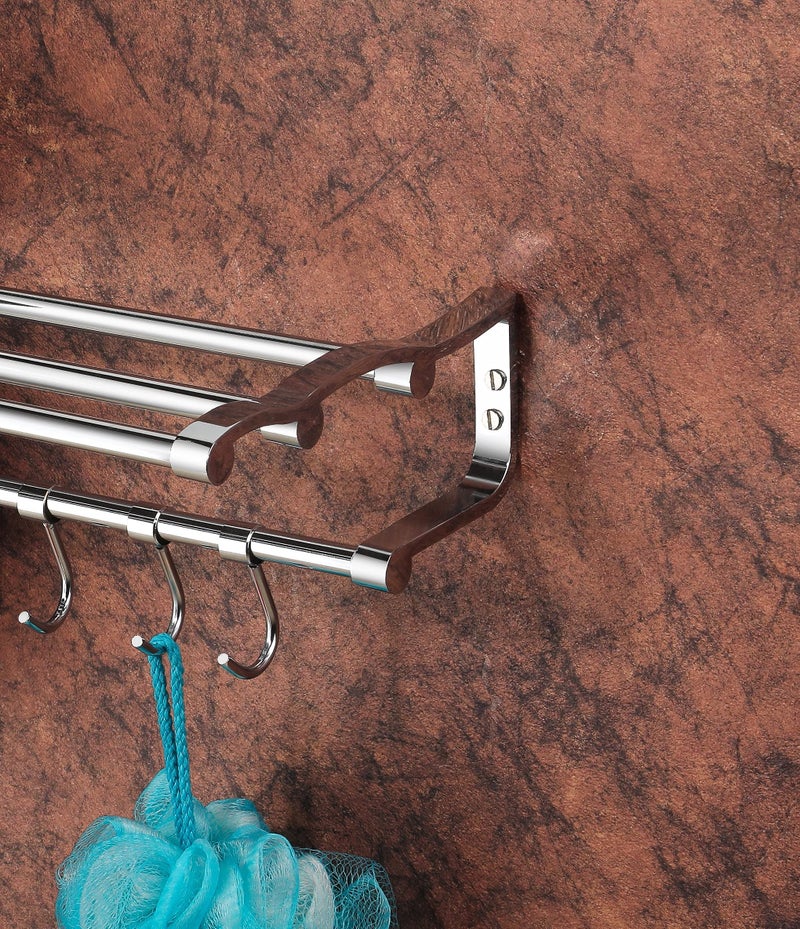 iSTAR Stainless Steel Multi useTowel Rack for Bathroom | Towel Stand | Towel Hanger | Chrome Finish Luxury Bathroom Accessories (24 Inch) (Pack of 1, Silver) - Image 3