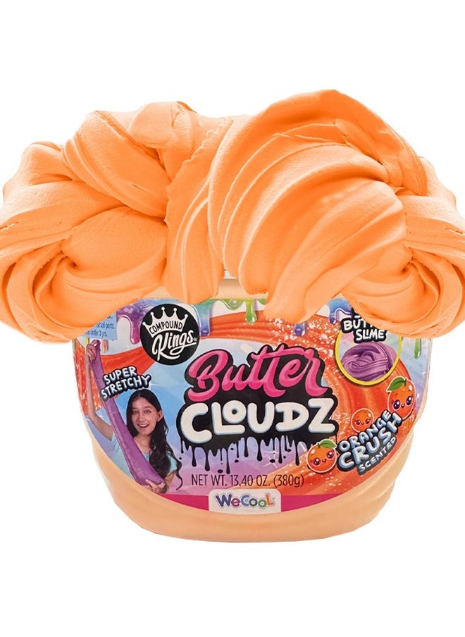 COMPOUND Kings - Fluffy Butter Cloudz Compound Bucket For Girls & Boys Sensory Toys Nontoxic & Nonsticky Stress Relieving Tactile (Orange Crush) - Image 1