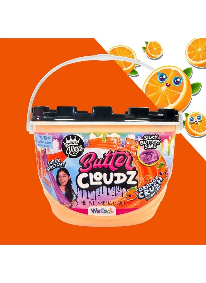 COMPOUND Kings - Fluffy Butter Cloudz Compound Bucket For Girls & Boys Sensory Toys Nontoxic & Nonsticky Stress Relieving Tactile (Orange Crush) - Image 1