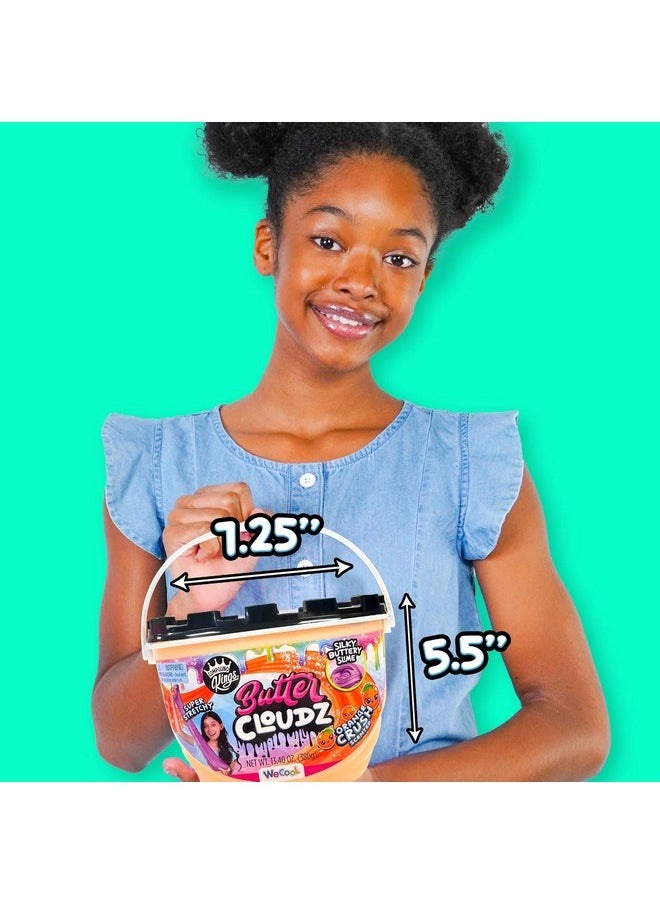 COMPOUND Kings - Fluffy Butter Cloudz Compound Bucket For Girls & Boys Sensory Toys Nontoxic & Nonsticky Stress Relieving Tactile (Orange Crush) - Image 1