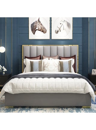 Alaysia Upholstered Bed 100x200cm Single size Bed in Grey Color - pzsku/Z7B86C4338F032AE44B59Z/45/_/1716878644/09fd0243-1b48-47c5-8183-b69acd217507