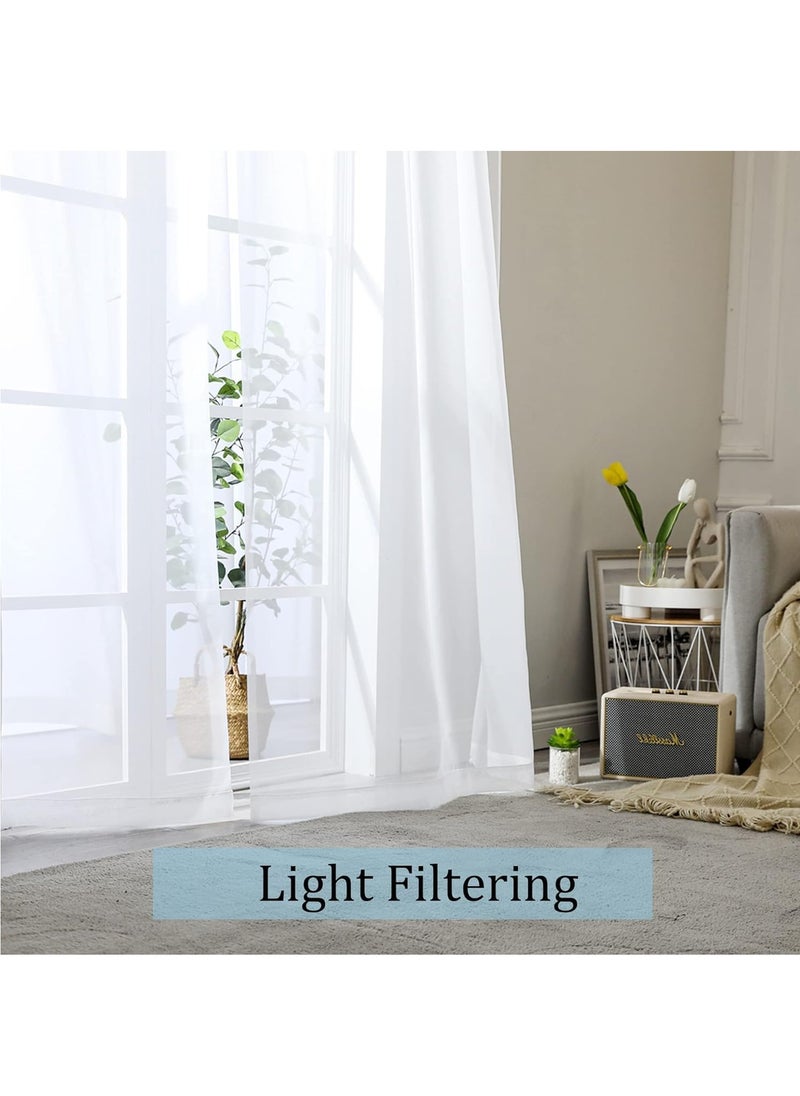 RATSAW - 2 PCS Window Sheer Curtains Long Panels Sheer Curtains with Ring Top Elegant Drapes Sheer Curtain Clear Transparent Basic Rod Pocket Panel Decor for Bedroom Living Room Yard Kitchen - Image 1