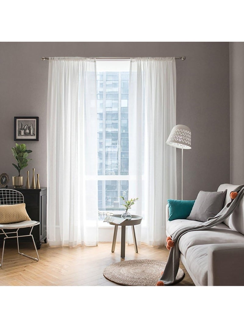 RATSAW - 2 PCS Window Sheer Curtains Long Panels Sheer Curtains with Ring Top Elegant Drapes Sheer Curtain Clear Transparent Basic Rod Pocket Panel Decor for Bedroom Living Room Yard Kitchen - Image 1