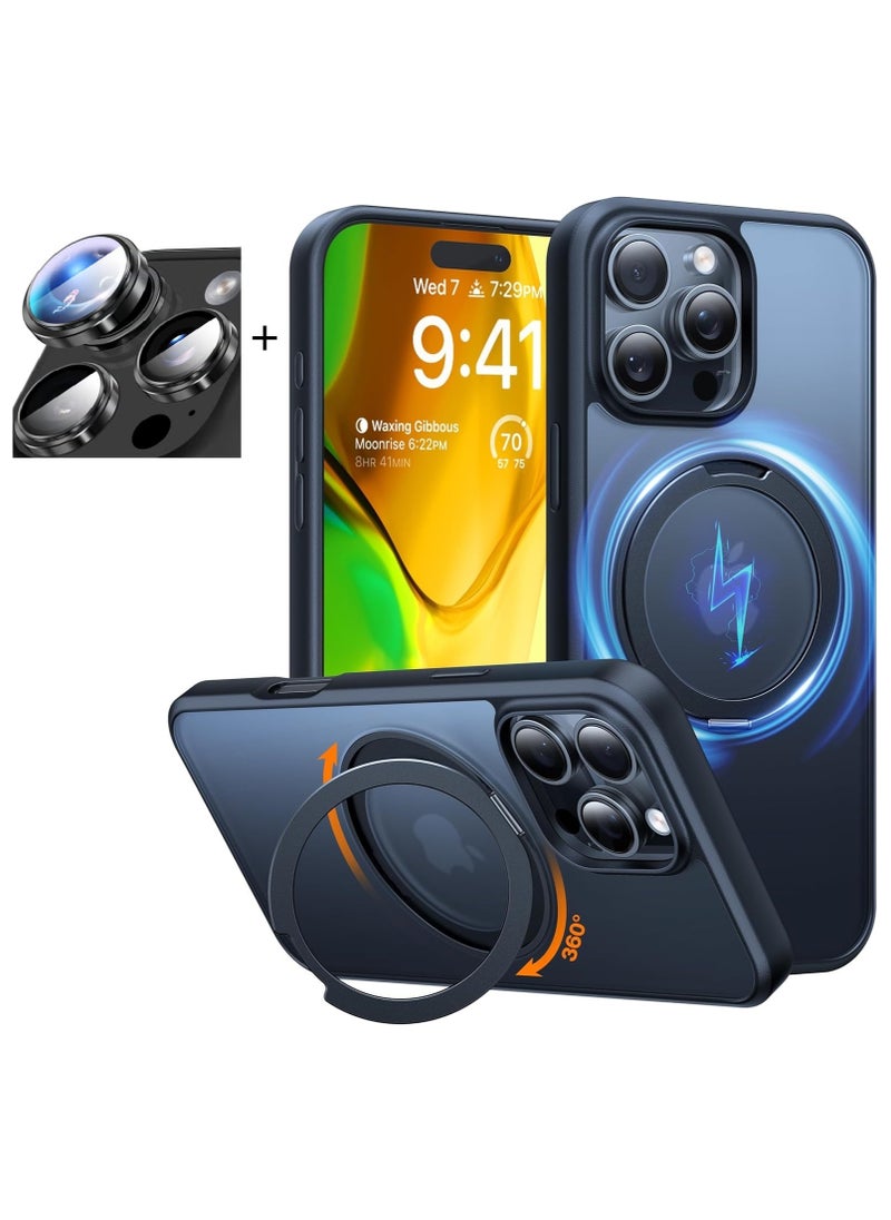 TWEGGON iPhone 16 Pro Case, Protective Case Cover with Camera Glass and Magsafe Stand for Apple iPhone 16 Pro Black  - Image 1