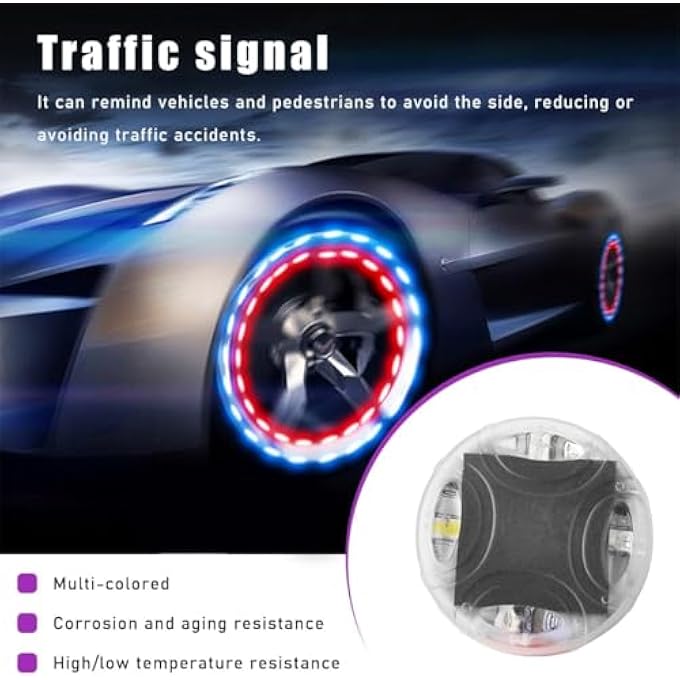 Azonee Car Tire Hub Light Colorful Flashing Led Valve Cover Light With Motion Sensor Solar Powered Waterproof Tire Light Valve Cap For Truck Bicycle Motorcycle Auto Accessories 4Pcs - Image 4