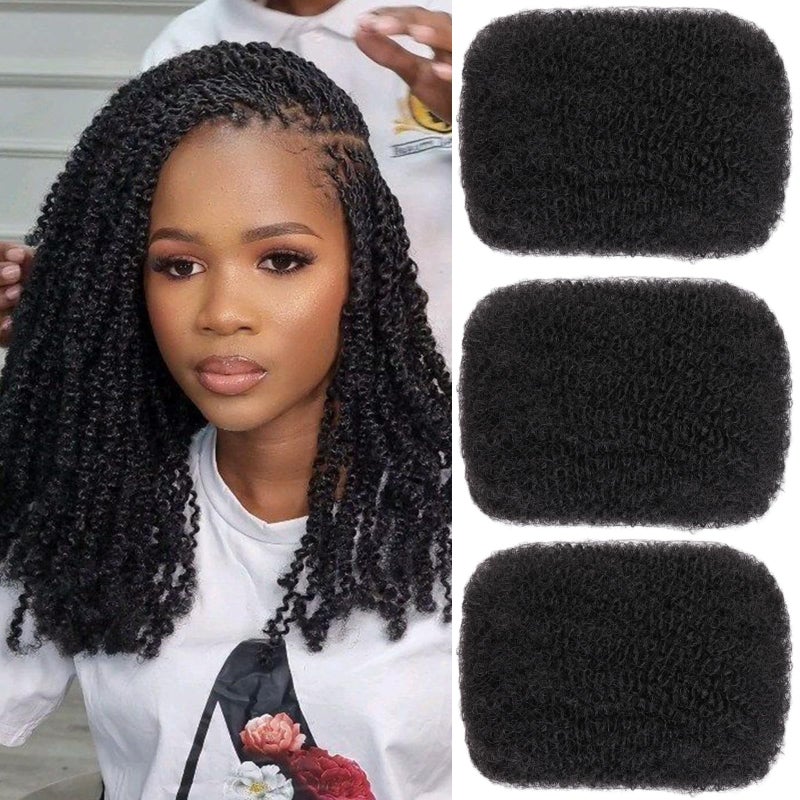 Xtrend 16 Inch 3 Bundles 90g Natural Black Afro Kinky Curly Braiding Bulk Hair For Mini Braiding Twists ï¼ŒAfro Kinkys Bulk Synthetic Hair For Micro Spring Twistï¼ŒDreadlock Extensions Repair Locs Women - Image 1