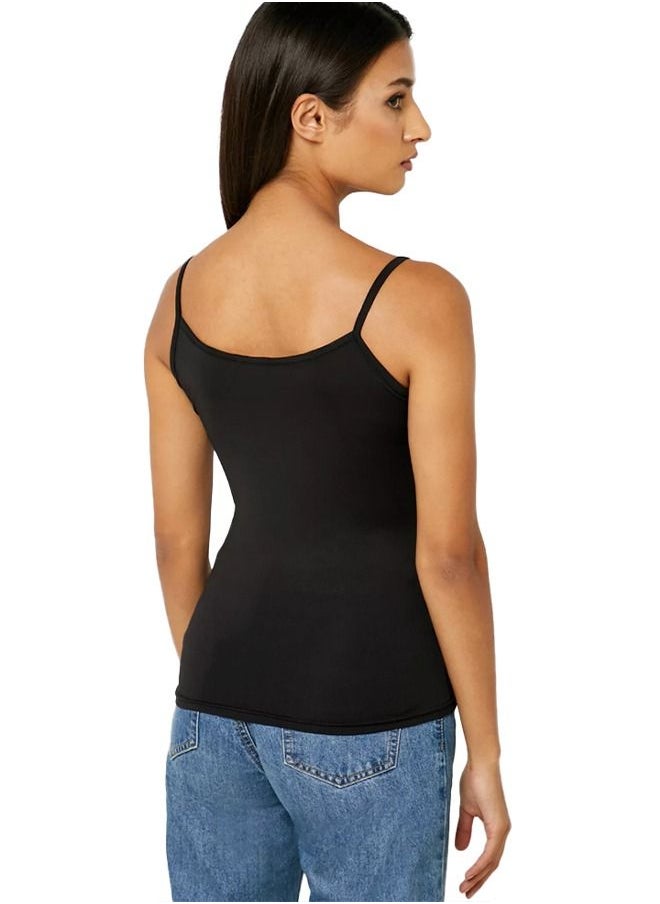Nileton - Basic Tank Top Spaghetti Strap Cotton - Black - Image 1