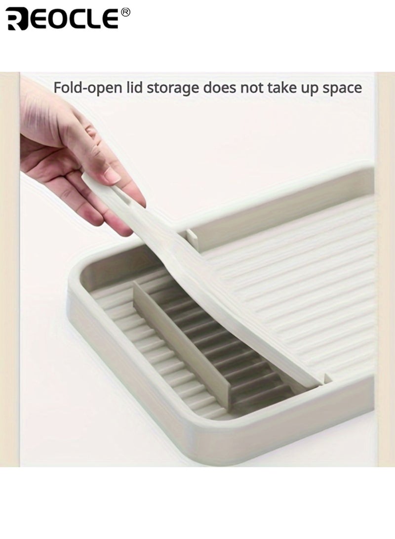 REOCLE Cat Ear Pot Lid Rack with Foldable Design and Wall Mount Option Multi Functional Kitchen Organizer with Vertical Storage for Spatula Cutting Board - Image 4