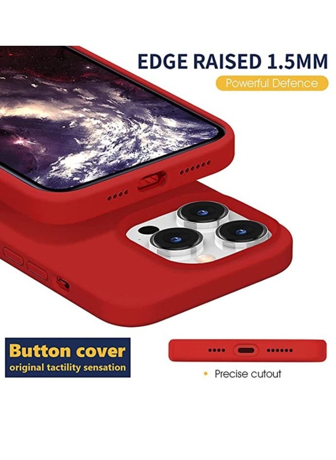 DUSALA - Soft Liquid Silicon Case Compatible with iPhone 13 Pro Case,Shock-Proof Protective Case Matte Finish Cover designed for iPhone 13 Pro 2021- Red - Image 1