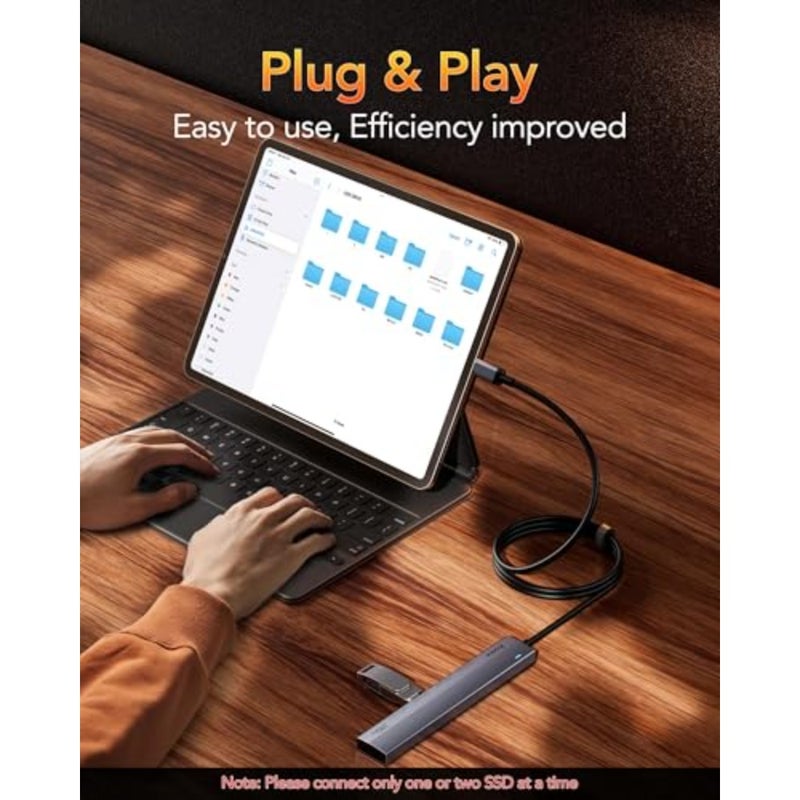 USB C Hub 10Gbps, 4 Port USB 3.2 Gen 2 Hub, USBC to USB-C Hub with 60cm/2ft Long Extension Cable, USBC Adapter Data Hub for MacBook Pro, MacBook, Samsung Chromebook and More - Image 5