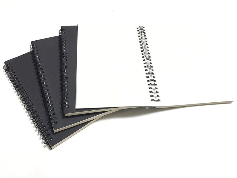 VEEPPO Spiral Sketch Notebook Pack Black Kraft Cardboard Cover White Blank Paper Wirebound JournalDiaryDiy AlbumScrapbook Notebook Black Cover White PaperPack Of 4 14 X 21Cm 100 Pages - Image 4