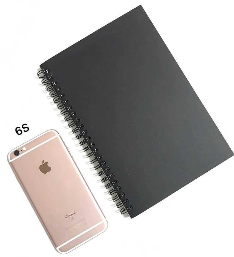 VEEPPO Spiral Sketch Notebook Pack Black Kraft Cardboard Cover White Blank Paper Wirebound JournalDiaryDiy AlbumScrapbook Notebook Black Cover White PaperPack Of 4 14 X 21Cm 100 Pages - Image 3
