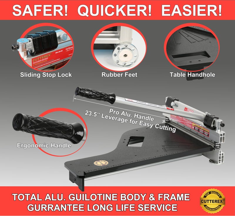 CUTTEREX 13" Laminate Floor Cutter, Vinyl Floor Cutter - Meet Multi-Angle/Length Cutting, A Flooring Tool also Cuts-Engineered Wood Floor, LVP, VCT, SPC, WPC, Long Life HSS Blade Mounted! - Image 4